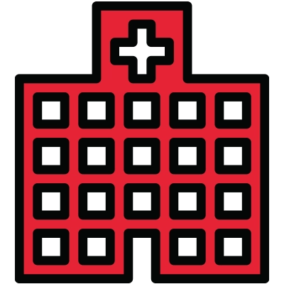 Hospital icon reflecting institutional expansion of thrombectomy programs