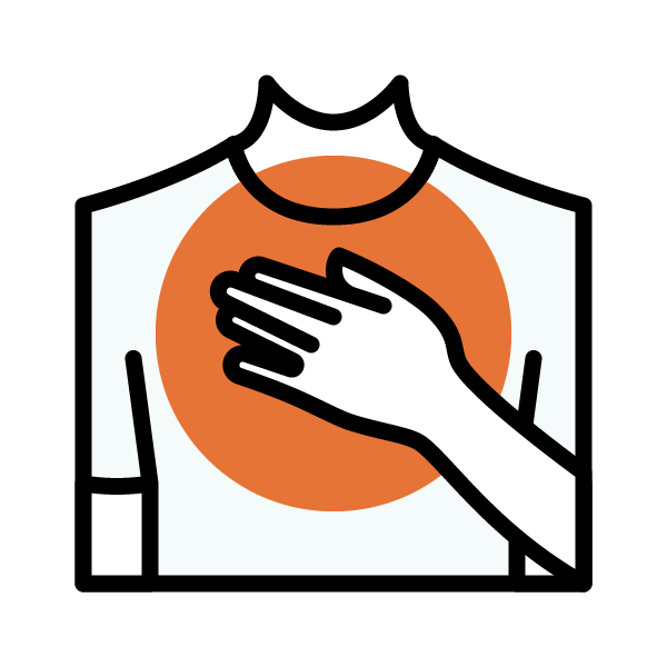 graphic of a torso with a hand over the heart